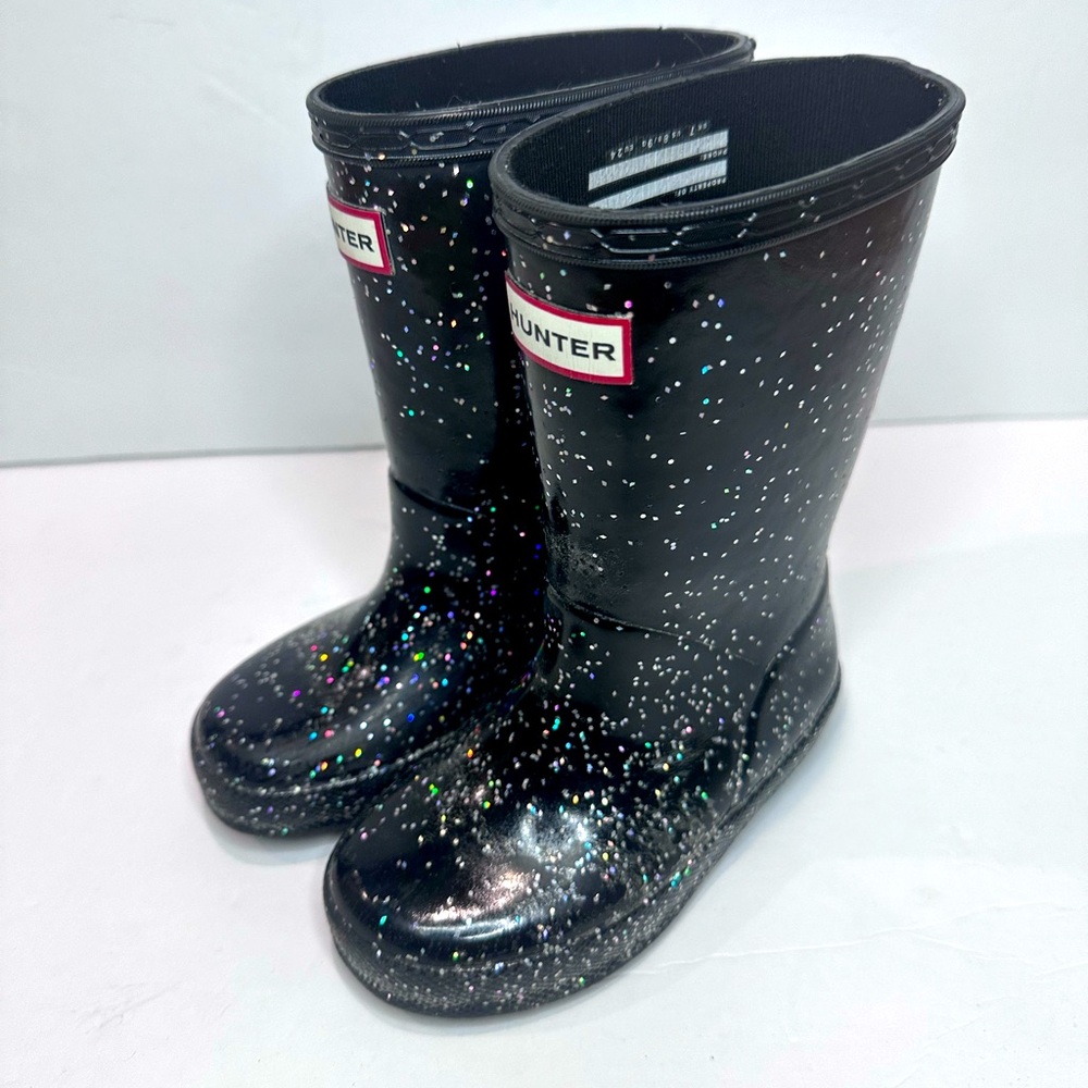 Toddler Hunter Black Glitter Rain Boots